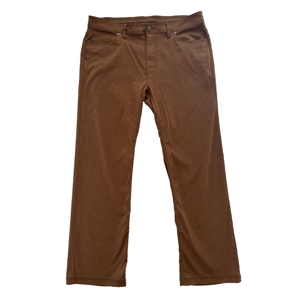 Prana Pants Mens 38x31 Brown Standard Fit Stretch Nylon Hiking 5‎ Pocket Outdoor